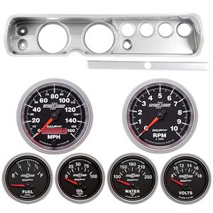 64 Chevelle Silver Dash Carrier w/ Auto Meter 5" Sport Comp II Gauges