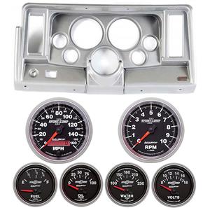 69-76 Nova Silver Dash Carrier w/Auto Meter Sport Comp II 5" Gauges