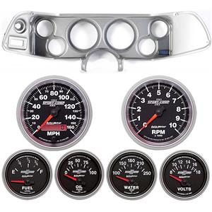 70-78 Camaro Silver Dash Carrier w/Auto Meter Sport Comp II Gauges
