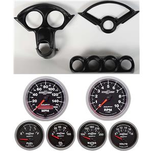 55-56 Bel Air Black Dash Carrier w/Auto Meter Sport Comp II Gauges