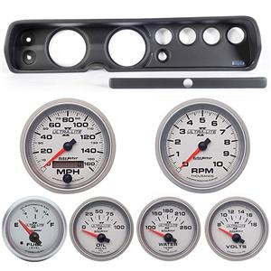 65 Chevelle Black Dash Carrier w/ Auto Meter 5"  Ultra Lite II Gauges