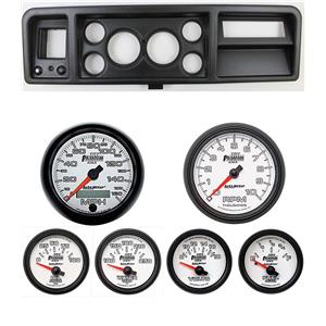 73-79 Ford Truck Black Dash Carrier w/ Auto Meter 3-3/8" Phantom II Gauges