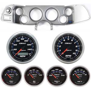 70-78 Camaro Silver Dash Carrier w/Auto Meter Cobalt Gauges