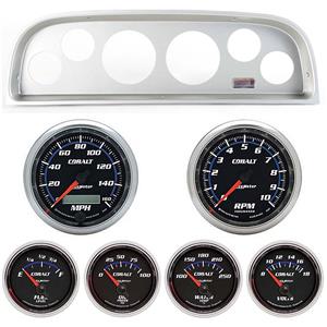 60-63 Chevy Truck Silver Dash Carrier w/Auto Meter Cobalt Gauges