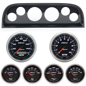 60-63 Chevy Truck Carbon Dash Carrier w/Auto Meter Cobalt Gauges