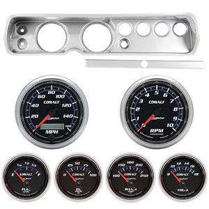 64 Chevelle Silver Dash Carrier w/ Auto Meter 5"  Cobalt Gauges