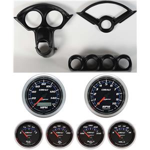 55-56 Bel Air Black Dash Carrier w/Auto Meter Cobalt Gauges