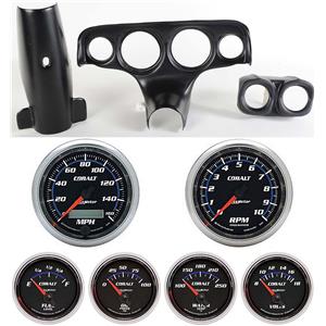 57 Bel Air Black Dash Carrier w/Auto Meter Cobalt Gauges