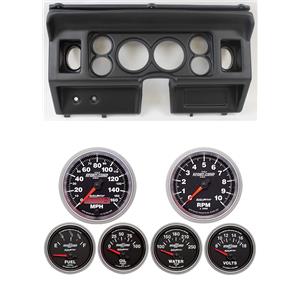 80-86 Ford Truck Black Dash Carrier w/ Auto Meter 3-3/8" Sport Comp II Gauges