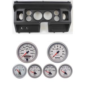 80-86 Ford Truck Black Dash Carrier w/ Auto Meter 3-3/8" Ultra-Lite II Gauges
