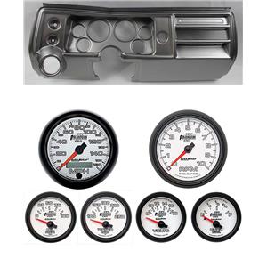68 Chevelle Silver Dash Carrier w/ Auto Meter 3-3/8" Phantom II Gauges
