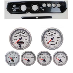64 Chevelle Carbon Dash Carrier w/ Auto Meter 3-3/8" Ultra-Lite II Gauges