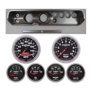 64 Chevelle Silver Dash Carrier w/ Auto Meter 3-3/8" Sport Comp II Gauges