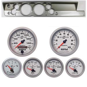 67-69 Barracuda Silver Dash Carrier w/ Auto Meter 5" Ultra-Lite II Gauges