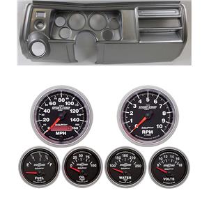 69 Chevelle Silver Dash Carrier w/ Auto Meter 3-3/8" Sport Comp II Gauges