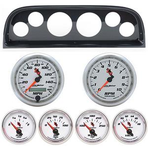 60-63 Chevy Truck Carbon Dash Carrier w/Auto Meter C2 Gauges