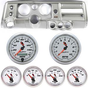 68 Chevelle Silver Dash Carrier w/ Auto Meter 5" C2 Gauges w/ Astro