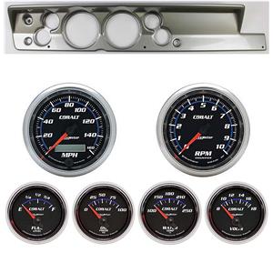 67-69 Barracuda Silver Dash Carrier w/ Auto Meter 5" Cobalt Gauges