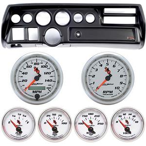 70-72 Chevelle Sweep Black Dash Carrier w/Auto Meter C2 Gauge Gauges