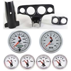 57 Bel Air Black Dash Carrier w/Auto Meter C2 Gauges