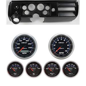 68 Chevelle Black Dash Carrier w/ Auto Meter 3-3/8" Cobalt Gauges
