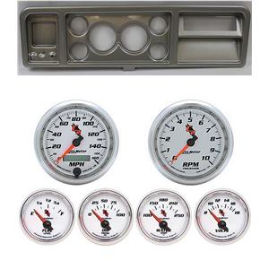 73-79 Ford Truck Silver Dash Carrier w/ Auto Meter 3-3/8" C2 Gauges