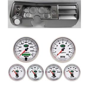 68 Chevelle Silver Dash Carrier w/ Auto Meter 3-3/8" NV Gauges