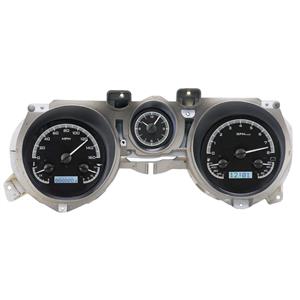 Dakota Digital 71-73 Ford Mustang Analog Dash Gauges Black Alloy White VHX-71F-MUS-K-W