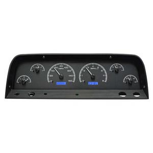 Dakota Digital 64 65 66 Chevy Pickup Truck VHX Analog Dash Gauges Black Alloy Blue VHX-64C-PU-K-B