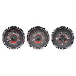 Triple Round Universal VHX System, Carbon Fiber Style Face, Red Display