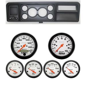 73-79 Ford Truck Black Dash Carrier w/ Auto Meter 3-3/8" Phantom Electric Gauges