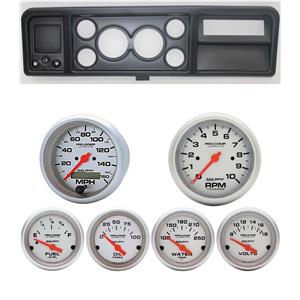 73-79 Ford Truck Black Dash Carrier w/ Auto Meter Ultra-Lite Electric Gauges