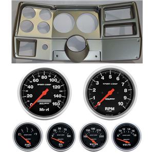 84-87 Chevy Truck Silver Dash Carrier Auto Meter Sport Comp Electric 5" Gauges