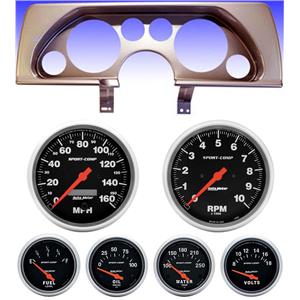90-92 Camaro Silver Dash Carrier w/Auto Meter Sport Comp Electric Gauges