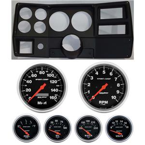 84-87 Chevy Truck Black Dash Carrier w/Auto Meter Sport Comp Electric 5" Gauges