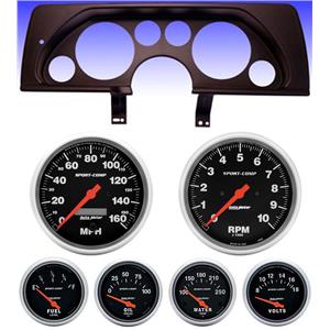 90-92 Camaro Black Dash Carrier w/Auto Meter Sport Comp Electric Gauges