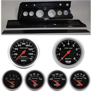 66 Chevelle Carbon Dash Carrier w/Auto Meter Sport Comp Electric Gauges