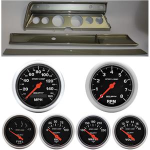 67 Chevelle Silver Dash Carrier w/Auto Meter Sport Comp Electric Gauges
