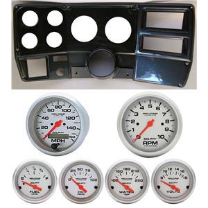 73-83 GM Truck Carbon Dash Carrier w/Auto Meter Ultra Lite Electric Gauges