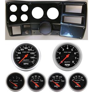 73-83 GM Truck Carbon Dash Carrier w/Auto Meter Sport Comp Electric Gauges