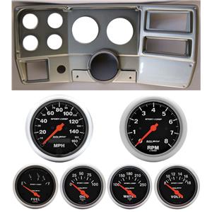 84-87 Chevy Truck Silver Dash Carrier w/Auto Meter Sport Comp Electric Gauges
