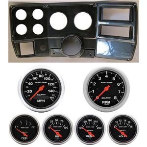 84-87 Chevy Truck Carbon Dash Carrier w/Auto Meter Sport Comp Electric Gauges