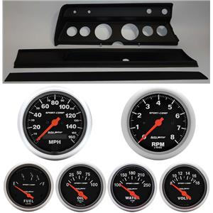 66 Chevelle Black Dash Carrier w/Auto Meter Sport Comp Electric Gauges