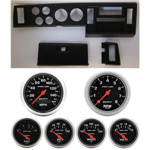 82-86 S10 Pickup Black Dash Carrier w/ Auto Meter Sport Comp Electric Gauges