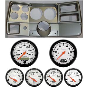 84-87 Chevy Truck Silver Dash Carrier w/Auto Meter Phantom Electric 5" Gauges
