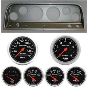 64 Chevy Truck Silver Dash Carrier w/Auto Meter Sport Comp Electric Gauges