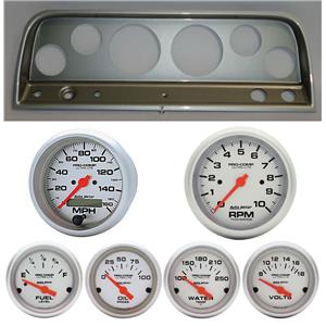 64 Chevy Truck Silver Dash Carrier w/Auto Meter Ultra Lite Electric Gauges