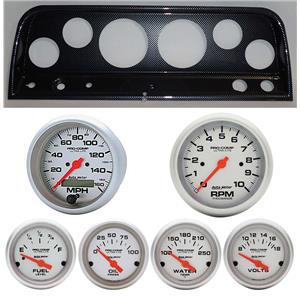 64 Chevy Truck Carbon Dash Carrier w/Auto Meter Ultra Lite Electric Gauges
