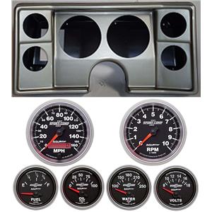 78-81 Chevy G Body Silver Dash Carrier w/ Auto Meter Sport Comp II Gauges