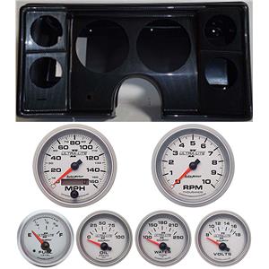 82-88 Chevy G Body Carbon Dash Carrier w/ Auto Meter Ultra Lite II Gauges